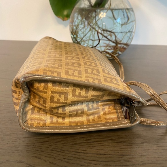 FENDI Zucchino Coated Canvas Leather FF Monogram Crossbody Purse Bag - Vintage - Picture 4 of 12